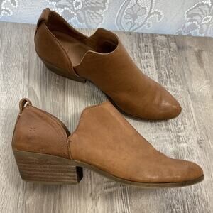 Frye Bootie Rowan Slipon Cognac Brown Point Toe Heel Leather Ankle Boot sz 8.5 M